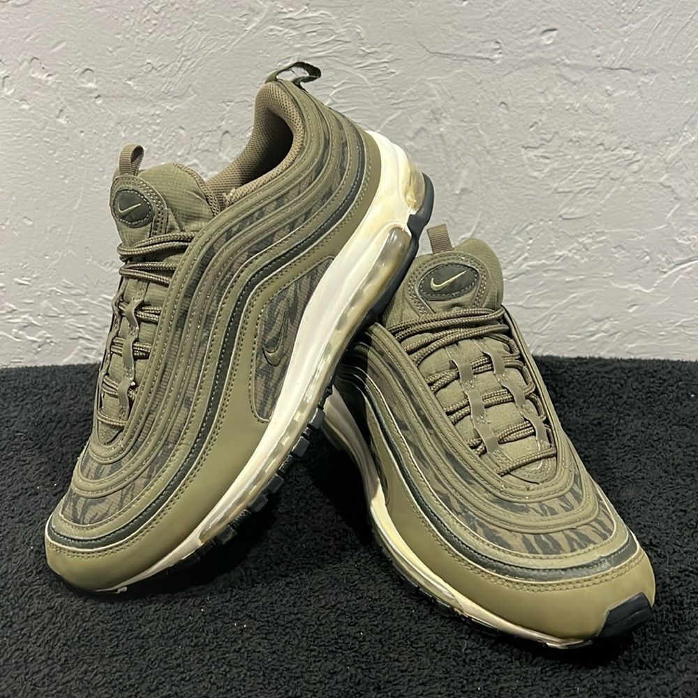 🔥🔥 NIKE Air Max 97 Tiger Camo Sneakers ARMY Green Running Shoes‎ Men Size 10